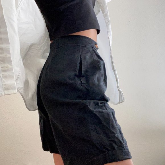 Vintage Linen High Waisted Club Shorts - Picture 3 of 7